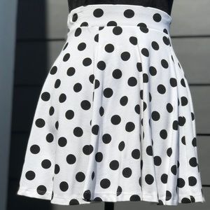 Black Polka Dot Knit Skater Skirt